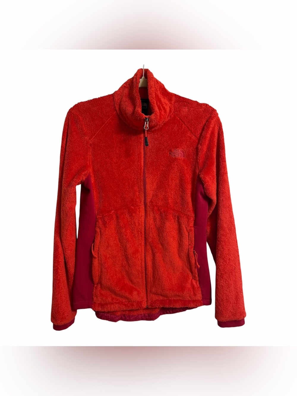 The North Face Orange and Red Fleece Cowl Neck Zip Up Size Medium
